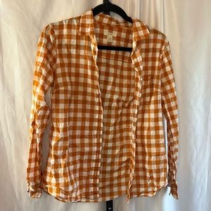 J. Crew Orange and White Button Front Shirt, size 2